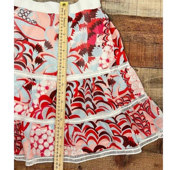 Mulla Miniskirt NWT Women’s Size M Multicolor Abstract Floral Ladder Lace - Picture 8 of 11